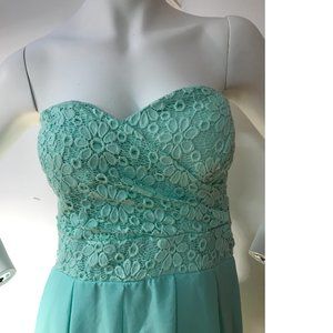 Le Chateau Floral mint green cocktail prom wedding dress chiffon floral lace